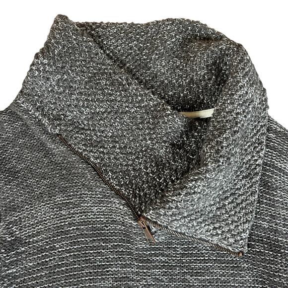 Outpost Makers Sweater Men Sz M Asphalt Gray Asymmetric Quarter Zip Striped Knit - Picture 5 of 11